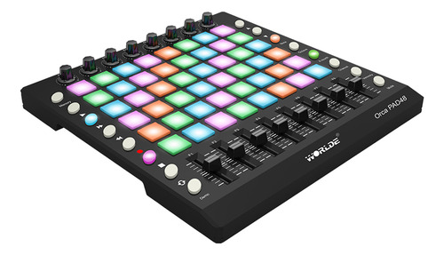 Controlador Midi Worlde Sliders Con Botones Rgb Retroilumina