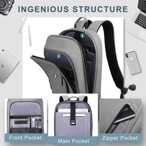Mochila Para Homens Mochila Fina De Negócios Com Carregador