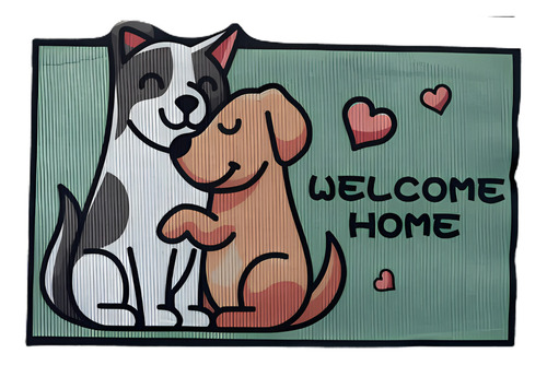Alfombras Limpia Pies Animalitos Kawai - Diseños Pareja Perros