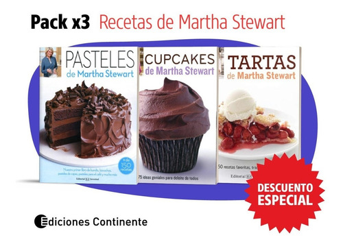 Pack 3 Libros De Martha Stewart - Pasteles, Tartas Y Cupcake | Cuotas sin  interés