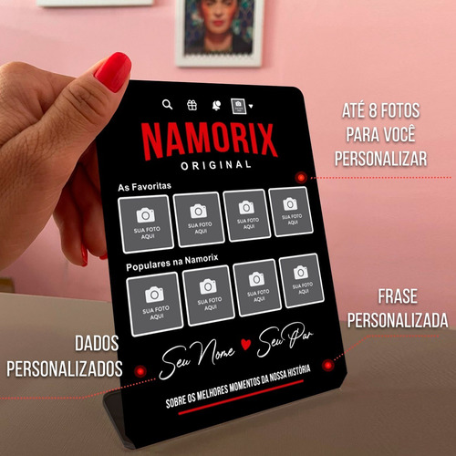 Placa Acrílico Netflix Namorix Casal Fotos Personalizada