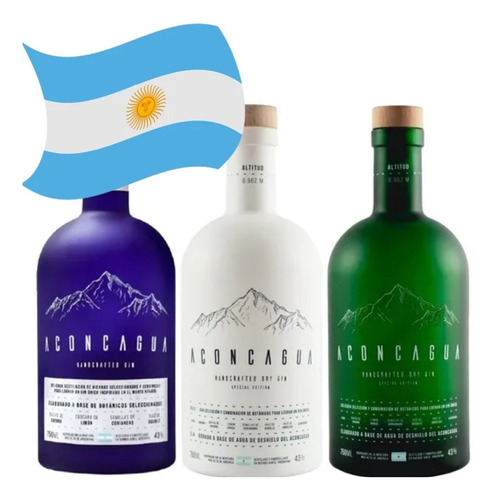 Gin Aconcagua Edicion Especial X3 Regalo Mundial Argentina 