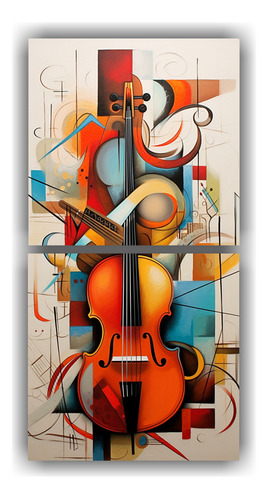 40x20cm Pinturas Abstractas De Instrumentos Musicales Flores