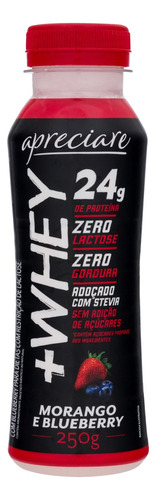 Iogurte Desnatado Morango e Blueberry Zero Lactose Apreciare +Whey Frasco 250g