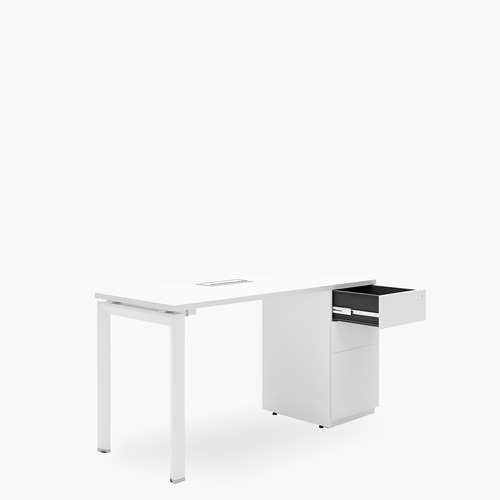 Escritorio Neo Con Pasacables 140x60 Con Cajonera Metalica