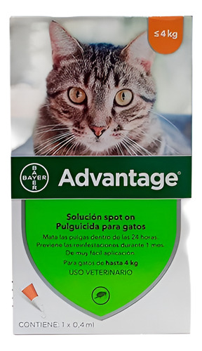 Advantage Pipeta Gatos Hasta 4kg Vet Juncal Blanco