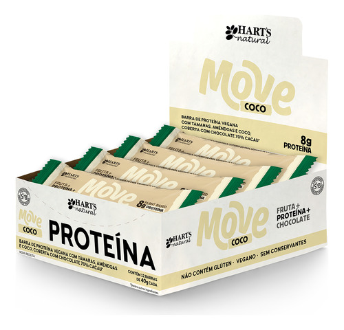 Harts Move Coco Proteica - 100% Vegana - Display 12x40g