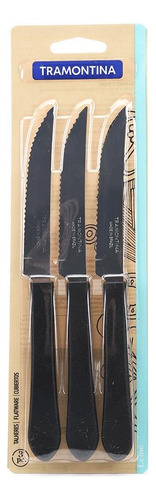 Cuchillo Tramontina Mango Plástico Negro Asado Set X 3 Envio