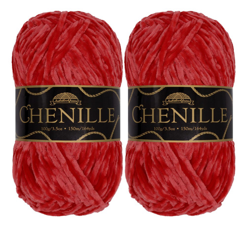 Jubileeyarn Chenille Yarn - Peso Peinado - - Rouge - 2 Ovill