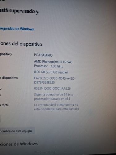 Cpu Amd Phenom Ii 3ghz Con 8gb De Ram, Ssd 120gb + Hdd Datos (Usado)
