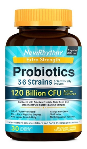 Probióticos 120 Billones Cfu Newrhythm Salud Digestiva 30cáp