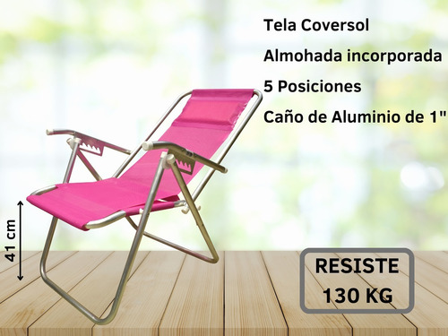 Imagen 5 de 9 de Reposera Aluminio Alta Reforsada Kit X4- Disentino®