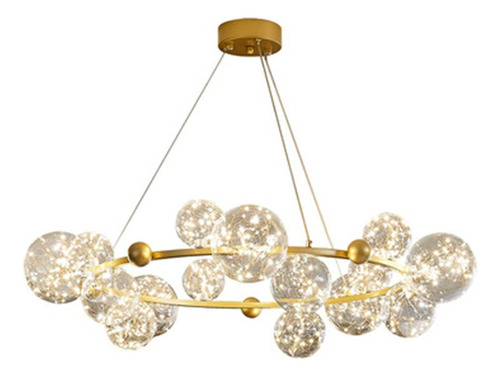 Candelabro Bola Cristal Dorado Para Interior Multipl Cabeza