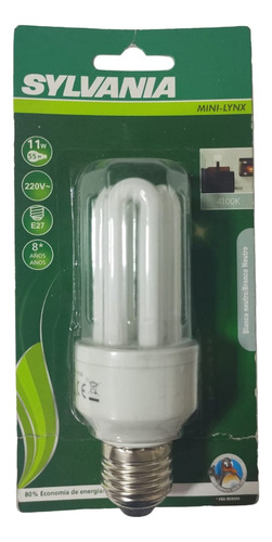 Lampara Bajo Consumo Recta Sylvania 11w E27 Luz Neutra