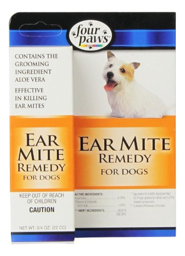 Four Paws Aloe Ear Mite Remedy Para Perros, Tubo De 0.75 Oz