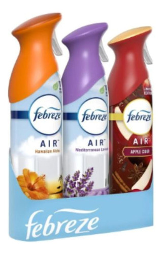 Febreze Air Mist De 250g Pack 3 Lavanda, Manzana Y Hawaiian 