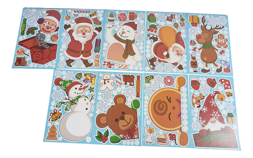 9 Hojas De Pegatinas De Ventana De Navidad Calcomanías