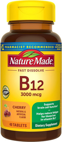 Vitamina B12 Sublingual 3000 Mcg Nature Made 40 Tabletas