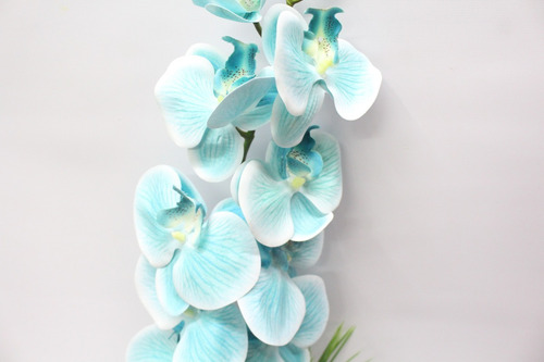 Arranjo Artificial Orquídea Azul Tiffany Vaso Madeira | MercadoLivre