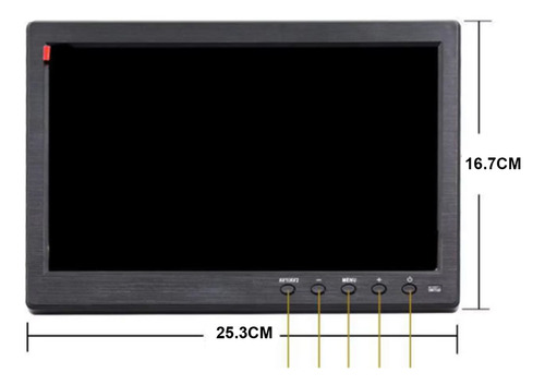 Monitor 10.1 Resolucion 1024x600, Hdmi, Vga, Rca, Usb, Bnc