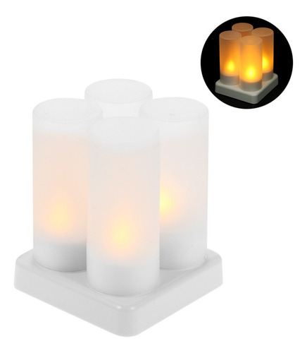 Juego De 4 Velas Recargables Led Parpadeantes Sin Llama.