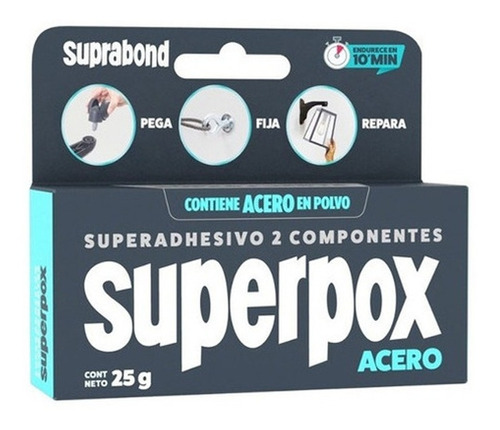 Adhesivo Epoxi 2 Componentes Con Acero En Polvo 25g Superpox