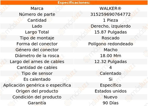 Sensor O2 Ox Izq/der Chevrolet G30 8 Cil 7.4l 96 Walker