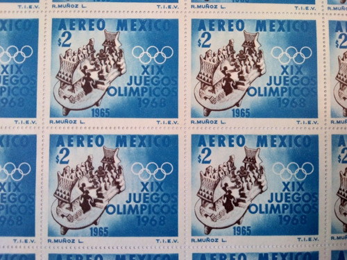 Imagen 2 de 2 de Hoja Completa 25 Timbres Nuevo Olimpiadas México 68 Prehispa