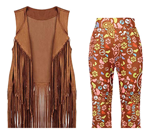 Conjunto De Disfraz De Hippie, Accesorios De Ropa Para Mujer