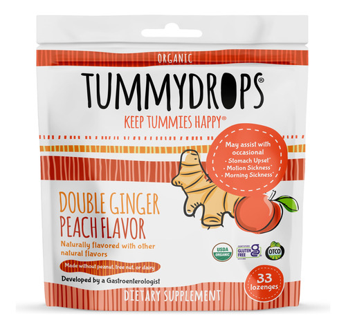 Tummydrops Usda Organic Double Jinger Peach, 33 Pastillas