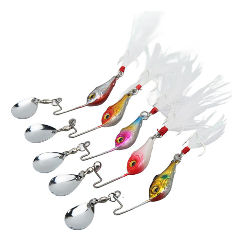 Señuelo De Pesca Vib Spoon, 5 Miniseñuelos De Metal Giratori