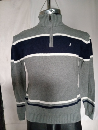 Sweaters Nauticaa 14-16/chico Gris Azul Y Blanco 
