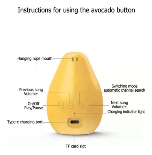 Bocina Mini Bluetooth Recargable Inalámbrica Aguacate Amarillo