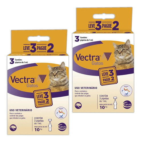 Duas Caixas - Anti Pulgas Vectra Para Gatos Até 10 Kg