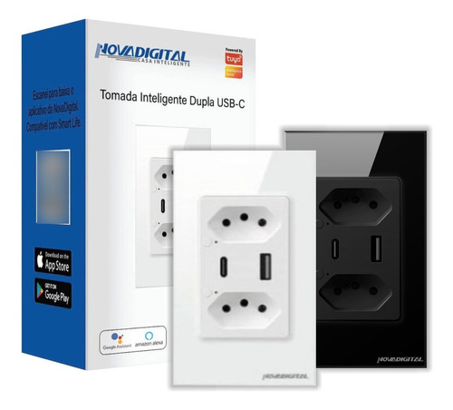 Tomada Inteligente Wi-fi 4x2 Com Usb-c Novadigital Tuya