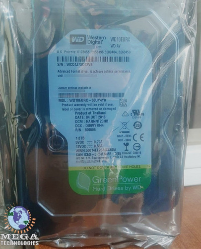 Imagen 1 de 4 de Disco Duro Pc Sistema De Seguridad 1tb 1 Tera Wd Camaras 3.5