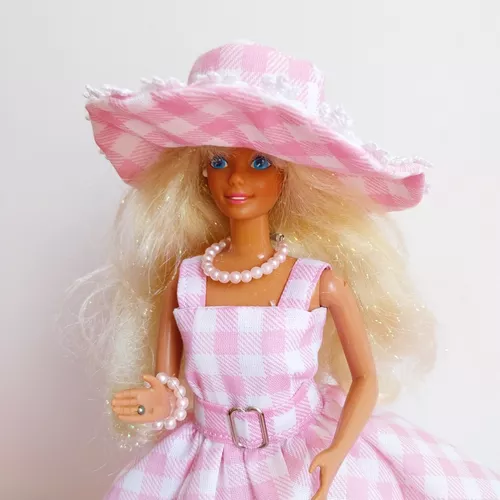Vestido Barbie Xadrez Rosa Pink Filme Retro Gode Luxo 2023