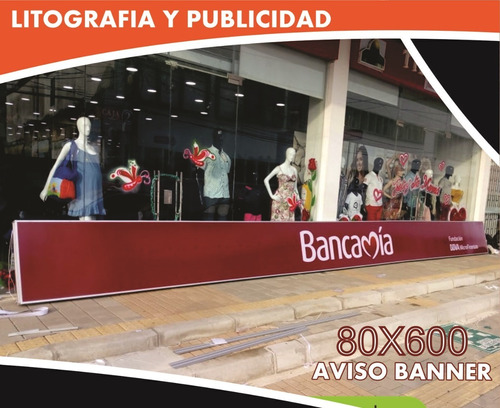 Aviso Publicitario En Marco Metálico 80x600 Banner Laminado