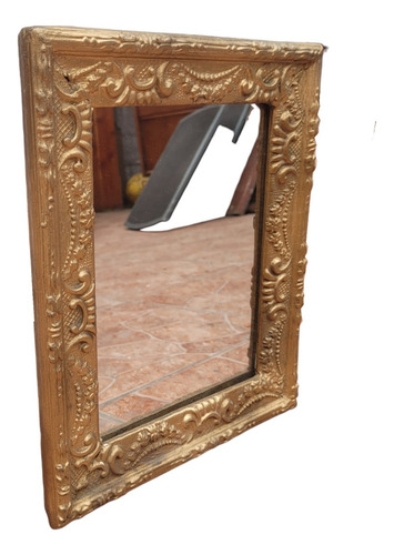 Antiguo Marco De Madera Con Espejo, 34x26cms. Hermoso !! (Usado)
