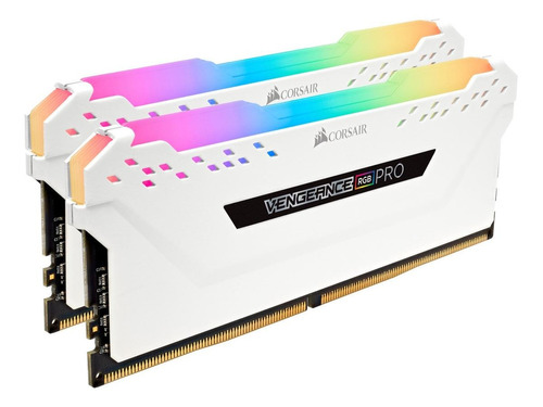 Memoria RAM Vengeance RGB Pro gamer color blanco 32GB 2 Corsair CMW32GX4M2A2666C16