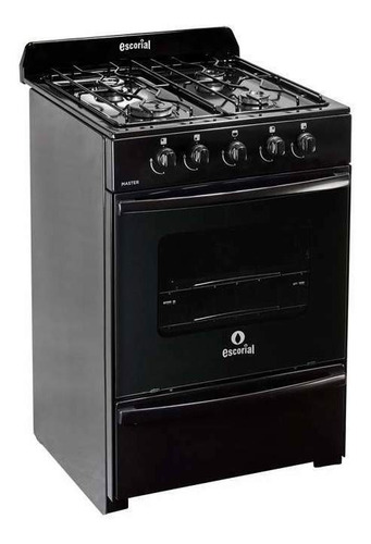 Imagen 2 de 3 de Cocina Escorial Master gas natural 4 hornallas negra puerta con visor