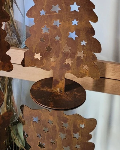 Imagen 3 de 7 de Pino Arbolito De Navidad De Apoyo En Chapa Oxidada