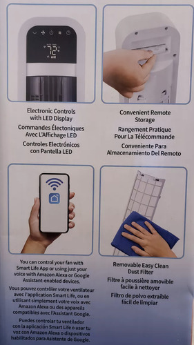 Ventilador Torre Omnibreeze 5 Velocidades Wifi Alexa Google (Reacondicionado)