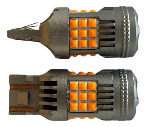 2 Focos Led Direccional Super Canbus 7443 Plateado Ambar