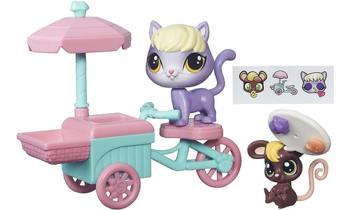 Littlest Pet Shop City Rides Gatito Y El Mouse Treat Cart