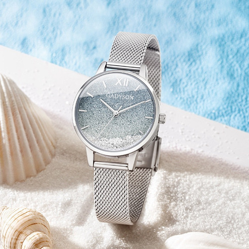 Reloj Minimalista Elegante Rosa Para Mujer Cielo Estrellado