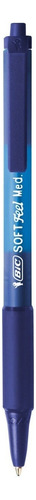 12 X Bic Soft Feel Retractable Pen, Medium Point, Blue