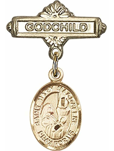 Gold Filled Baby Badge With St. María Magdalena Encanto Y Go