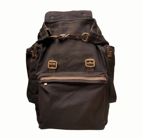 Imagen 3 de 5 de Mochila Lona Imper Algodon 25 L. Cuero Resistente San Roman