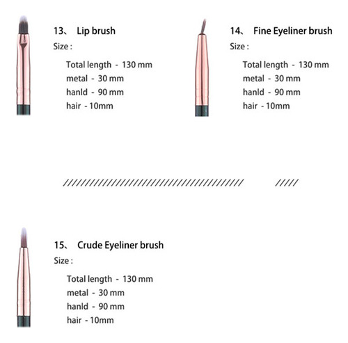 Kit De 15 Brochas: Brocha De Maquillaje, Base, Colorete, Maq